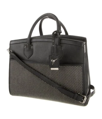 Giuseppe Zanotti Black Leather Studded Satchel Bag With Strap - Image 1 of 3