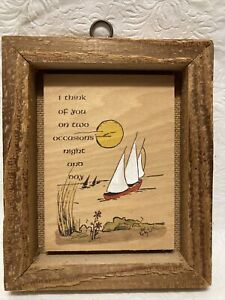 Framed Sunset Sailboat Painting 6.5” X 5.5”