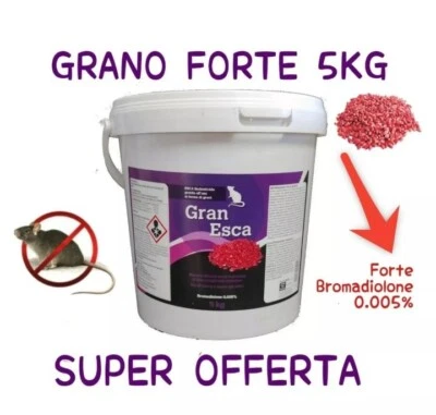 Vebi FORTE GRANO 5 kg - Veleno Esca Topicida Ratticida Topi Ratti GRAN ESCA
