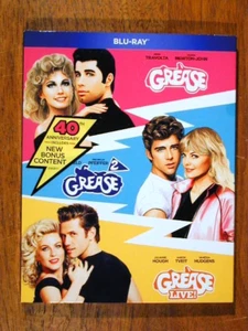 GREASE THE 3 MOVIE COLLECTION BLU RAY BRAND NEW SEALED w SLIPCOVER - Picture 1 of 3