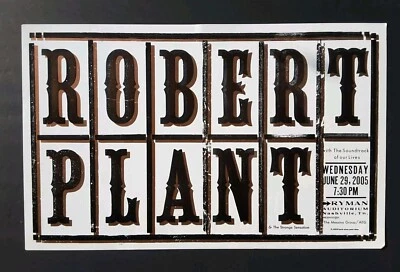 Póster de concierto Robert Plant 2005 Hatch Show impreso Nashville Ryman *LED ZEPPELIN Foto 1 de 4