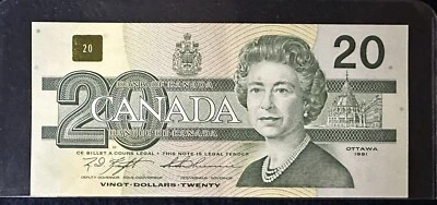 1991 Bank of Canada $20, Cat#BC-58c Knight Thiessen AWM 0389439  A19 - Image 1 of 3