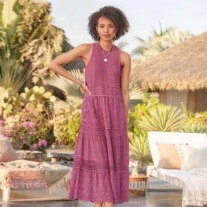 Sundance Dreamers Believe Mulberry Pink Dress Eyelet Embroidery Sz Petite XL - Picture 1 of 7
