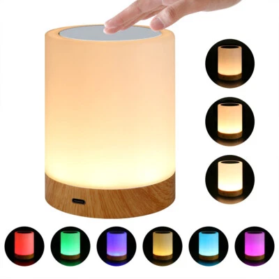 LED Nachttischlampe Nachtlicht Touch Dimmbar RGB Atmosphäre Tischlampe Akku USB - Bild 1 von 4