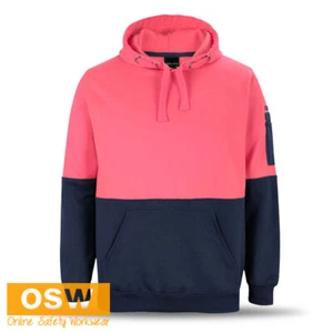 Hi Vis Unisex Pink/Navy Classic fit Pull Over Workwear Hoodie Jumper 6HVPH - Picture 1 of 2