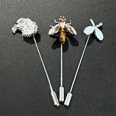 3 Pieces Lapel Pin Set Fancy Men Suit Brooches - Image 1 of 4