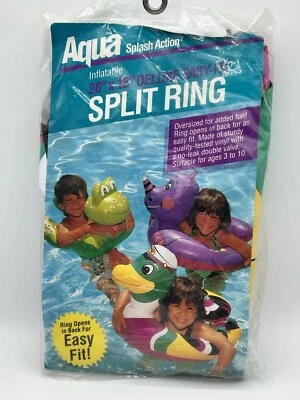 Anillo dividido vintage 1991 Aqua Leisure FROG Rider piscina flotador SA-7120 28"x18" NUEVO Foto 1 de 2