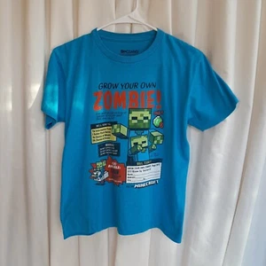 Minecraft Grow Your Zombie Video Game Graphic T-Shirt Size XL 14/16 Blue Kids - Picture 1 of 7