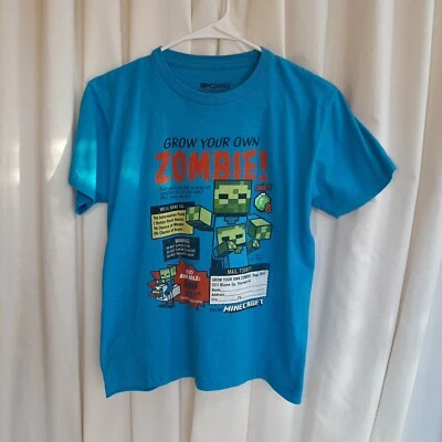 Minecraft Grow Your Zombie Video Game Graphic T-Shirt Size XL 14/16 Blue Kids - Image 1 of 4