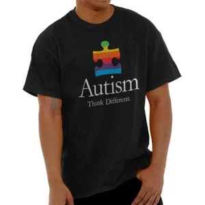 Cool Autism Awareness Puzzle Think Different Womens or Mens Crewneck T Shirt Tee - Picture 1 of 9