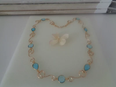 Halskette mit Blautopas, Gold Filled, Designer-Stück - Bild 1 von 4