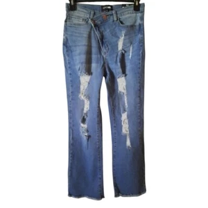 Fashion Nova Petite Don't Get Crossed Over Slouch Fit Jeans Size 11 NWT - Picture 1 of 9