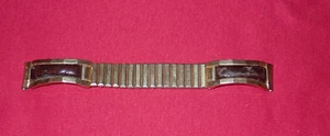 Vintage Gold Filled Mens Watch Band, Stretch w/ Leather Insets Kreisler USA 16mm - Picture 1 of 5