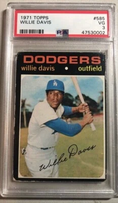 1971  TOPPS  WILLIE  DAVIS  #  585   PSA   3. Los Angeles Dodgers - Image 1 of 2