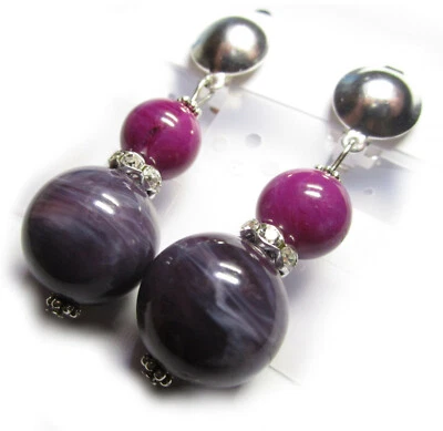 Ohrclips CLIPS Ohrringe aubergine lila Strass zT marmoriert - Bild 1 von 4