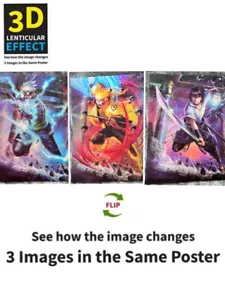 Póster 3D Naruto, Sasuke, Kakashi-3D efecto abatible lenticular, 3 imágenes en una - Imagen 1 de 6