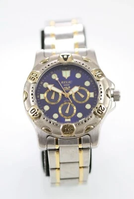 Reloj Reliquia Húmedo Hombre Acero Inoxidable Plata Oro Día Fecha 24hr Batería Azul 50m Cuarzo Foto 1 de 4