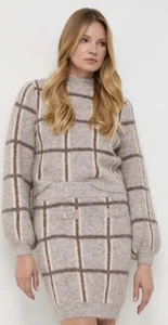 Guess Size Small Women Sweater Skirt Set Tan Patterned Soft - Picture 1 of 10