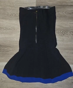 Bebe Fit N Flare Strapless Dress Size Small Black Blue Y2K Bandage Dress - Picture 1 of 13