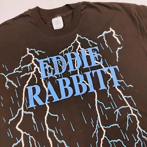 VTG SIGNED Eddie Rabbitt "I Love a Rainy Night" T-Shirt Men's Size 2XL (XXL) - Picture 1 of 8