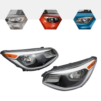 For Kia Soul 2014 2015-2019 Pair Headlights Halogen Headlamps Left+Right Chrome Foto 1 de 4