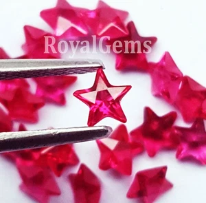 Natural Blood Red Ruby 25 Pcs Lot 5 MM Star Shape Loose Gemstone Certificate - Picture 1 of 9