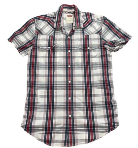 Levi’s Men Blue Red Short Sleeve Button Up Shirt Sz Small Western - Picture 1 of 7
