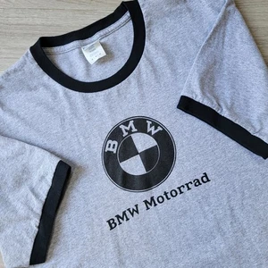 Vtg BMW Motorrad Tshirt Mens M Gray 90's Ringer Tee Motorcycle Biker Retro Shirt - Picture 1 of 11
