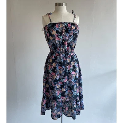 Vestido Floral Vintage Años 70 Talla 11 JACKIE O! Boho retro de encaje con volantes Cottagecore Prairie Foto 1 de 4
