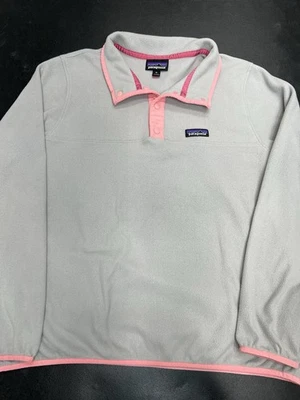 Patagonia Micro D Snap T Fleece Pullover Sweater Women's Size XL Pink Gray - Image 1 of 4
