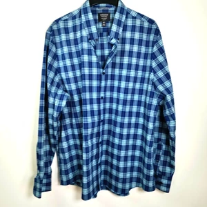 Nordstrom Tech Smart Blue 2XL Plaid Button Down Long Sleeve Shirt Old Money Y2K - Picture 1 of 11