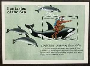 SIERRA LEONE FANTASIES OF THE SEA STAMPS 1996 MNH SCUBA DIVER WHALE SONG DOLPHIN - Picture 1 of 1
