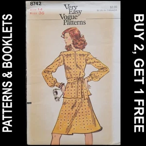 Abito vintage Vogue modello due pezzi #8742 taglia 14 NON TAGLIATO - Foto 1 di 6