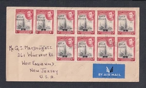 BERMUDA 1941 MULTIPLE OF TEN HALF PENNY OVERPRINTS AIRMAIL COVER HAMILTON TO USA - Picture 1 of 1