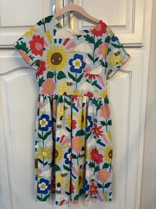 NEW Mini Boden Sunflower Multi Colored Dress Sz 11-12 Girls Short Sleeve Pocket - Picture 1 of 6