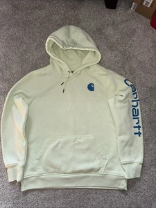 Carhartt Loose Fit Midweight Pullover Hoodie Logo Sleeve Green Sz Large (12-14) - Picture 1 of 12