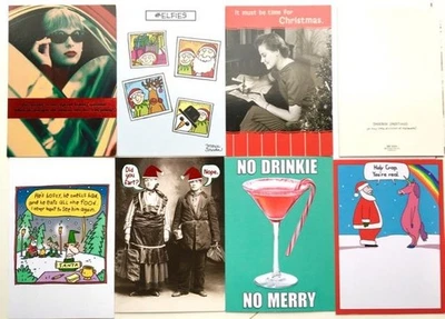 Lot of 8 ADULT HUMOR Funny CHRISTMAS CARDS Papyrus RPG AG $29 Retail - Image 1 of 3
