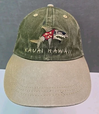 Kauai Hawaii Vintage Sombrero Gran Tiburón Blanco Gafas de sol Bordado Correa Gorra Trasera Foto 1 de 4