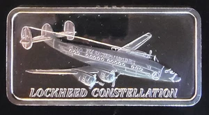 1975 Lockheed Constellation Plane Hamilton Mint Flight -999 Silver 1 Oz Art Bar - Picture 1 of 2