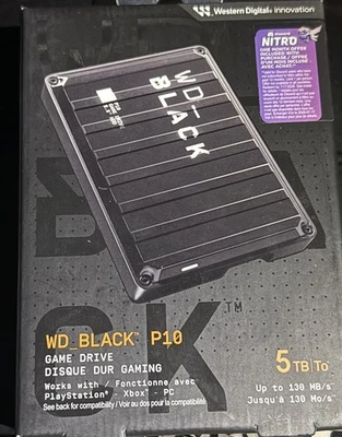BRAND NEW WESTERN DIGITAL WD BLACK P10 HIGH PERFORMANCE! PORTABLE GAME DRIVE 5TB - Image 1 of 3