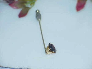 VICTORIAN Solid 14k Yellow Gold 2.00ct Garnet Cravat Stick Pin ABG Antique - Picture 1 of 11