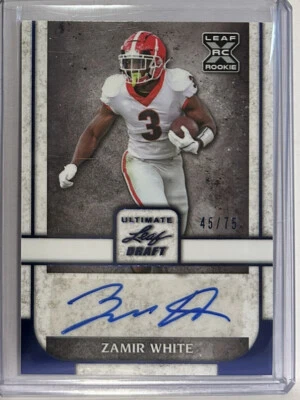 Zamir White 2022 Leaf Ultimate Draft BLUE 45/75 Auto RC Georgia Bulldogs - Image 1 of 3