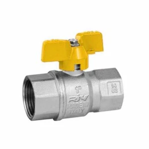 BRASS BSPP BALL VALVE - YELLOW BUTTERFLY HANDLE - GAS/WRAS APPROVED - Picture 1 of 1