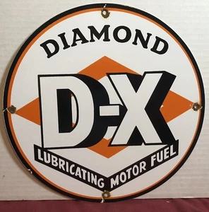 VINTAGE DIAMOND DX GASOLINE PORCELAIN SIGN GAS OIL METAL SERVICE STATION PUMP - Picture 1 of 6