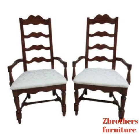 Pair Pennsylvania House Cherry Ladderback Dining Room Desk Arm Chairs Set A Cover