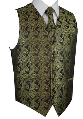 Men's Paisley Formal Tuxedo Vest, Tie, Hankie set Wedding Prom Cruise Homecoming - Image 1 of 2