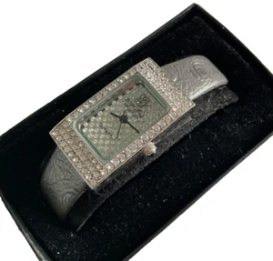 Vintage VICTORIA WIECK Ladies Wrist Watch Rhinestones Leather Band need battery - Picture 1 of 10