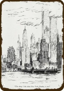 1984 WORLD TRADE CENTER Zwillingstürme New York City DEKORATIVE NACHBILDUNG METALLSCHILD - Bild 1 von 1