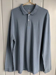 J Crew Mens XXL Classic Polo Shirt Top Long Sleeve Blue 2XL Career Work J.Crew - Picture 1 of 6
