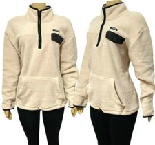 Victorias Secret PINK Fleece 1/4 Zip Pullover Sweatshirt Cream